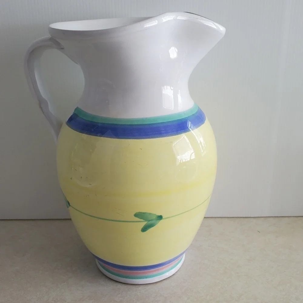 Caleca Ceramiche 64 OZ Pitcher Ceramic Carousel Hand Painted Country Cottage